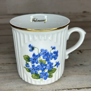 February Violet Coffee Mug Original Czechoslovakia Republic Flower of Month Cup